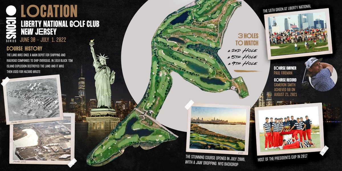 From landfill and oil refineries to the best skyline in sports. Get to know this year’s Icons Series host club @LibNatGolf. Will it be Team USA or ROTW that reigns supreme come July 1st? Find out soon. June 30 & July 1. #IconsSeries