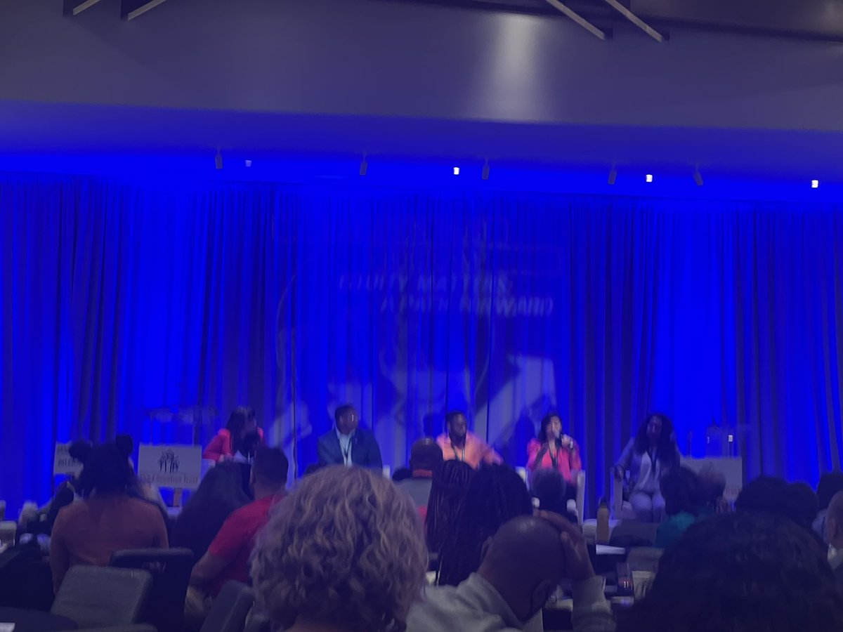 DiareseGeorge's tweet photo. At @EdTrust Bootcamp where @EdTrustTN is well represented by @Vilmaris_G who is leading a phenomenal panel discussion with student leader @treycunningham6 and other educators, parents, and advocates across the country about their experiences on the frontline! https://t.co/0F0dRdD8rO
