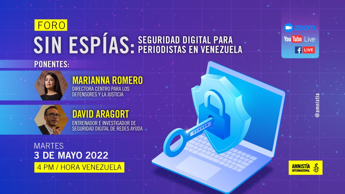 Foro "Sin espías: Seguridad digital para periodistas en Venezuela" feature image