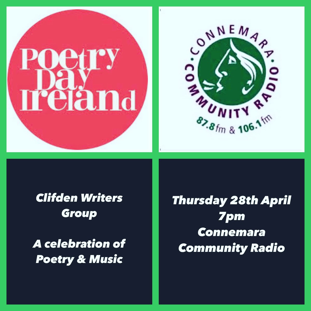 Join in <a href="/PoetryDay_IRL/">Poetry Day Ireland</a> and tune into <a href="/ConnemaraRadio/">@connemarafm</a> at 7 pm for an hour of poetry &amp; music choices each poem inspired. listen online here connemarafm.com