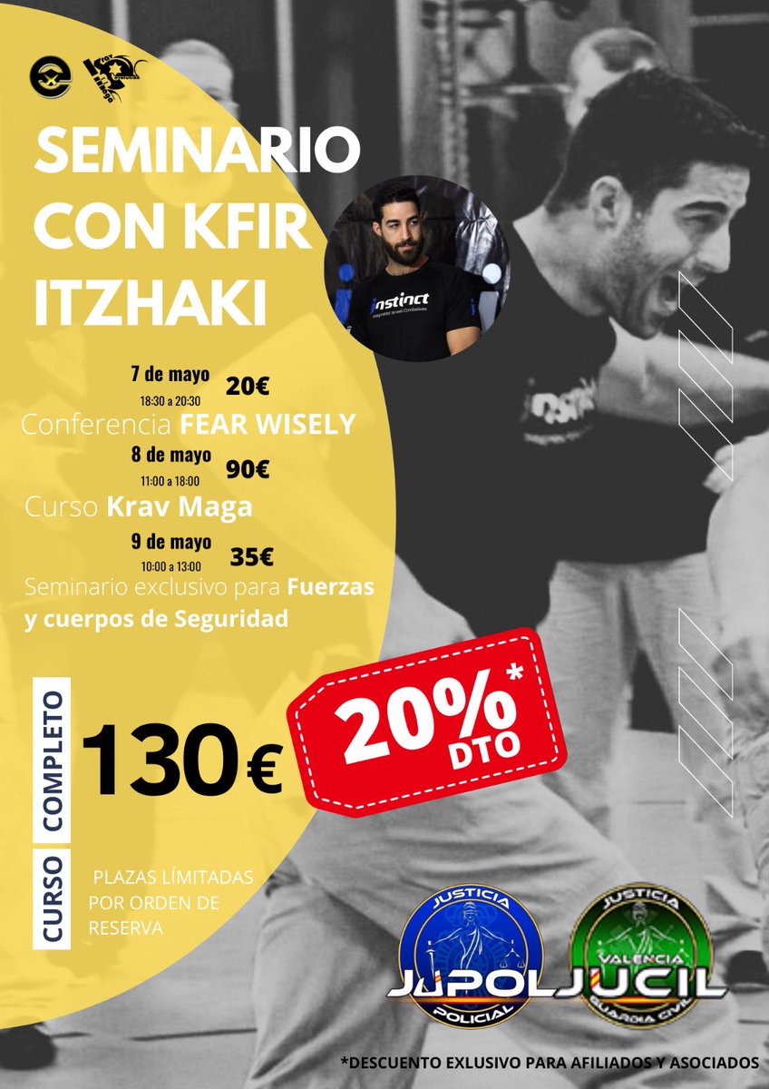 Jupol_Valencia's tweet image. 🔵 🥋 👮‍♂️🔵
Seminario con KFIR ITZHAKI

➡️Conferencia FEAR WISELY
➡️Curso Krav Maga

▶️Seminario exclusivo para Fuerzas y Cuerpos de Seguridad

Descuento exclusivo para afiliados de @JupolNacional y @jucilnacional 

📍 #EvolutionBox 

Inscripción 👇🏻
forms.gle/1JUx9cZa4xbxE1…