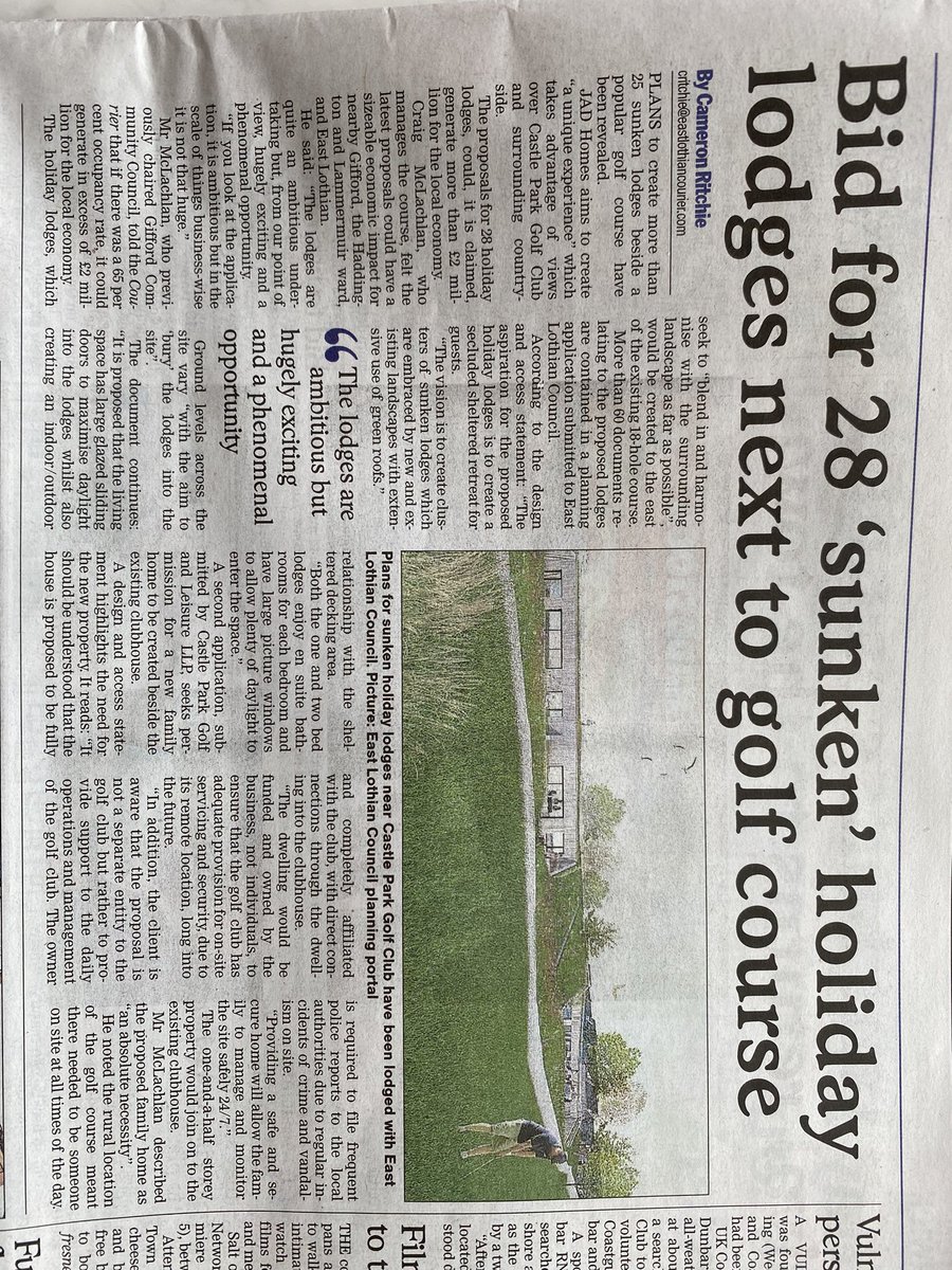 Castle Park Golf Course (@castleparkgc) on Twitter photo A great article about our new plans in todays <a href="/elcourier/">East Lothian Courier</a>.
Hopefully we have exciting times ahead - not only for us but for our local economy too A great article about our new plans in todays <a href="/elcourier/">East Lothian Courier</a>.
Hopefully we have exciting times ahead - not only for us but for our local economy too
