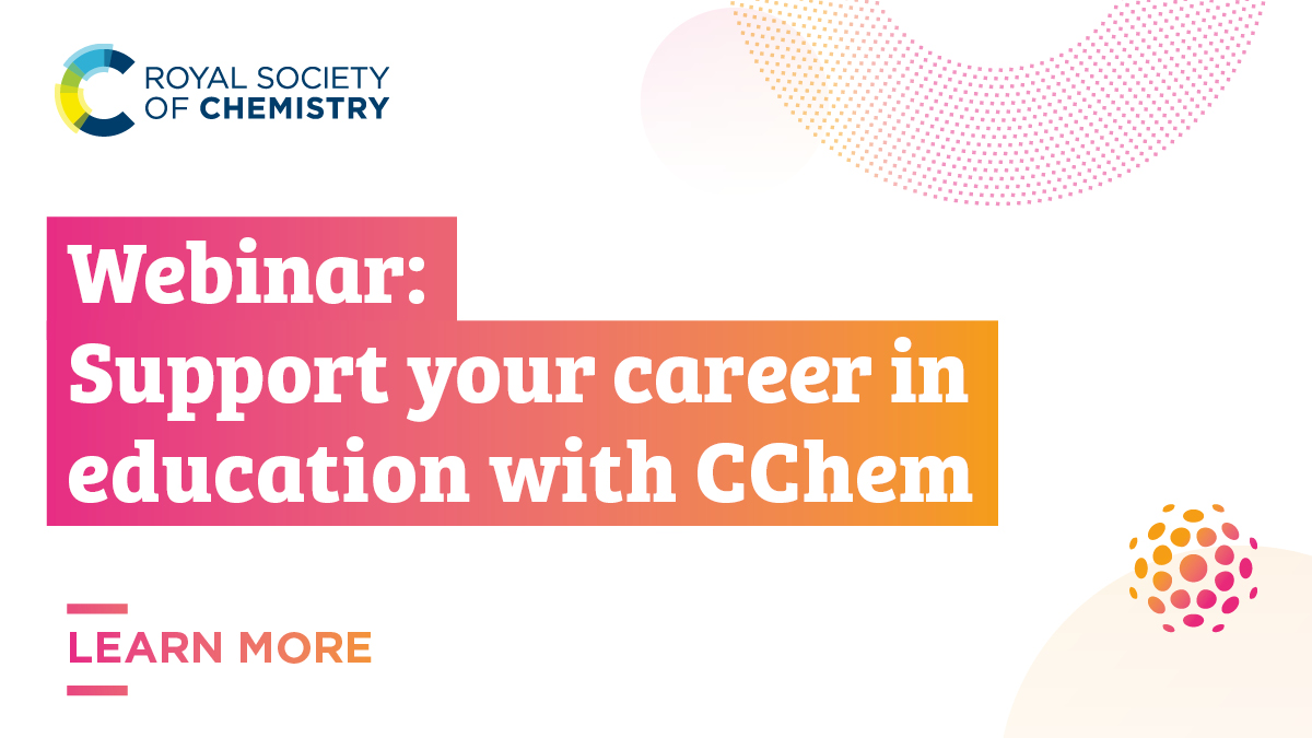 RoySocChem's tweet photo. Want to share your enthusiasm for education & your passion for the chemical sciences? Attend our upcoming webinar to hear how chemists working across the education sector can achieve the #Chartered Chemist award & boost their status. 👉 https://t.co/BtH7CnBjlZ #CChem https://t.co/6tvLnpdi6a