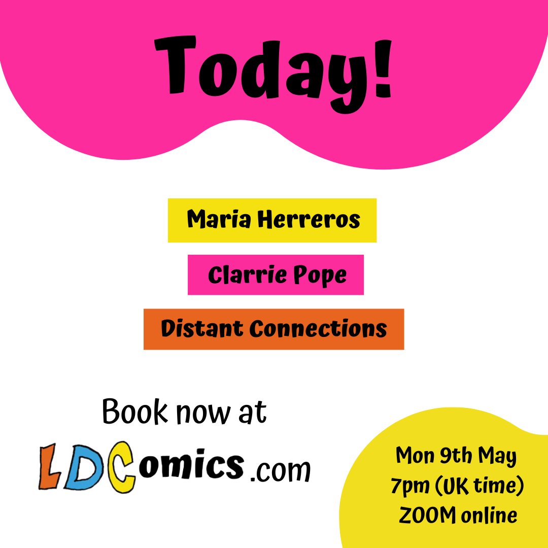 We're looking forward to seeing you later for our next LDComics talk with <a href="/distant_connect/">Distant Connections</a> María Herreros, Clarrie Pope. Bring your curiosity…  Tickets are still available: ldcomics.com