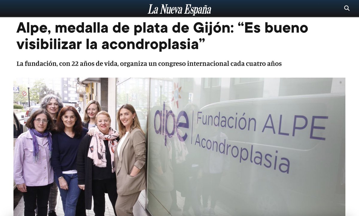 acondroplasia_'s tweet photo. ¡La Fundación ALPE, medalla de plata de la Ciudad de Gijón 2022! Nos sentimos orgullosas y felices del reconocimiento de nuestra ciudad que a lo largo de más de dos décadas y por la actividad de ALPE se ha convertido en una referencia internacional para el enanismo. https://t.co/5vYreubP6H