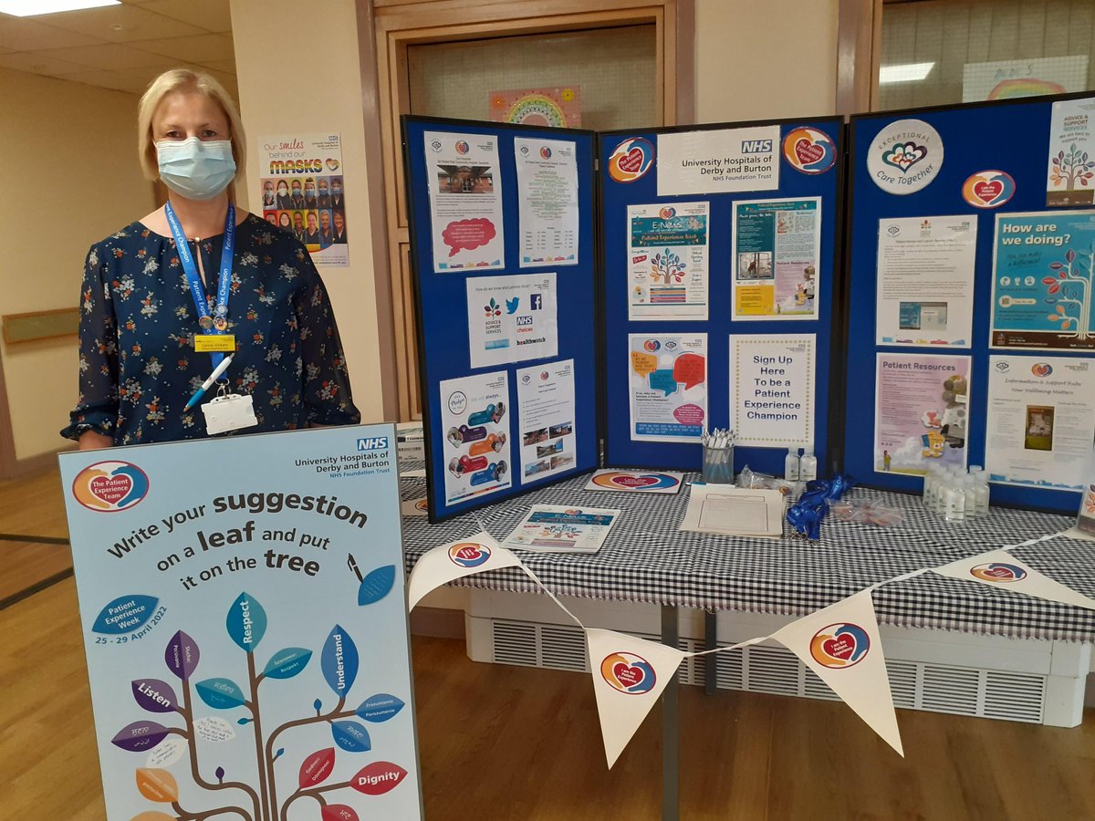 We're in the main foyer of Sir Robert Peel Community Hospital @UHDBTrust today until half 1 - drop by and talk to our team. Pop a leaf on the Ideas Tree if you like 😁