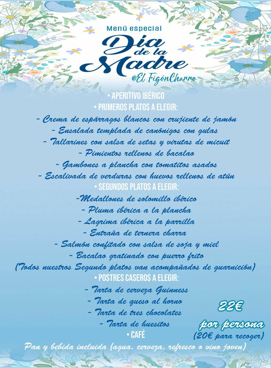 📌 PATROCINADOR | Te presentamos una excelente opción para celebrar el Día de la Madre, con muchísimas opciones a elegir y un precio más que ajustado. Y el siempre espectacular servicio de <a href="/elfigoncharro/">Elfigoncharro</a>.

📞 673 50 23 86
📍 Calle Alfonso de Castro, 28