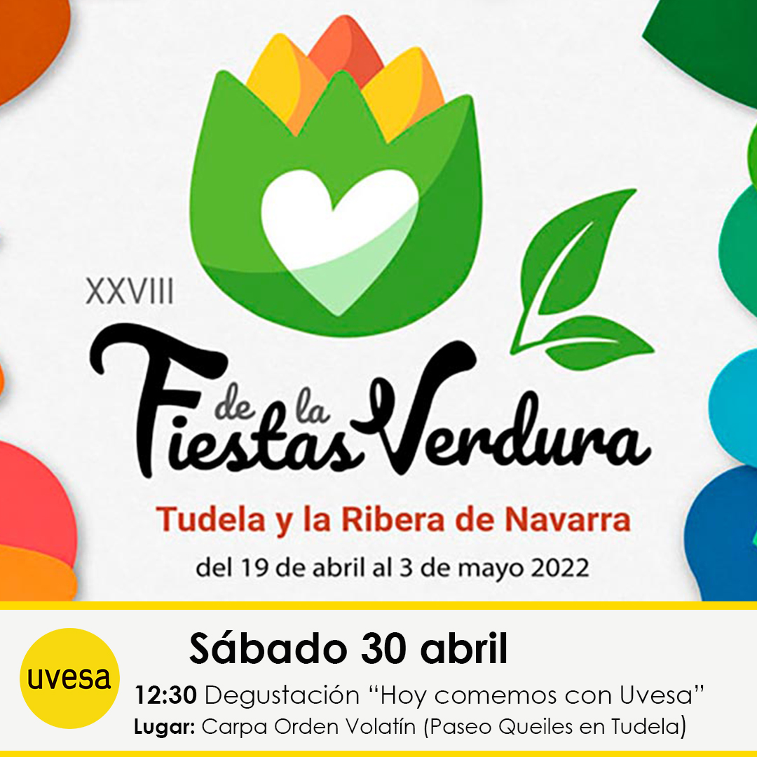 💚¡Vuelven las <a href="/FiestasVerdura/">Fiestas de la Verdura</a> a #Tudela!🫑🥕🥬
Y este sábado tenéis una doble cita con #Uvesa
⚽A las 9:00 #Torneo Infantil de #FútbolSala
🍗A las 12:30 #degustación de alitas de #pollo con #verduras y tablas de #embutidos #Alpico
🐤¡Os esperamos!
#HoyComemosconUvesa #Navarra