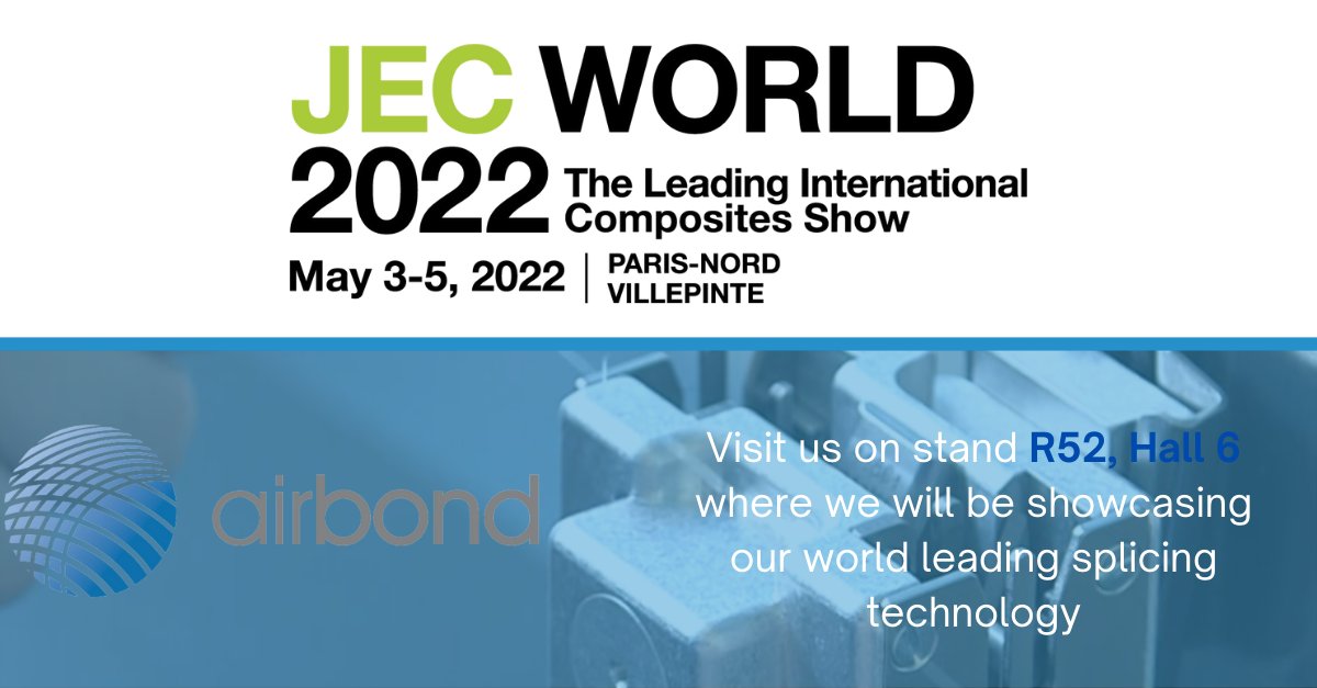 Airbond4's tweet photo. Only a handful of days to go until #JECWorld 2022!

From the 3rd to the 5th of May we will be exhibiting as part of the @compositesuk, UK Pavilion. Make sure to pay us a visit on stand R52, Hall 6.

#JECWorld2022 #Composites #CompositeShow #Splicer #Splicing @JECComposites https://t.co/Mc4a6DwOdY