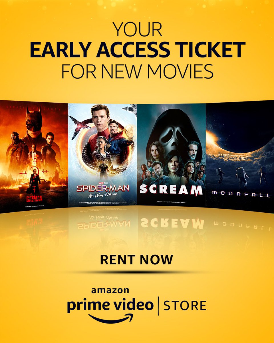 Your Early Access Ticket to New Movies is here🍿🎉 

Introducing movie rentals on Prime Video Store: Now rent latest popular movies in English, Hindi, Tamil, Telugu, Malayalam and Kannada, from India and around the world.

#EarlyAccessOnPrime