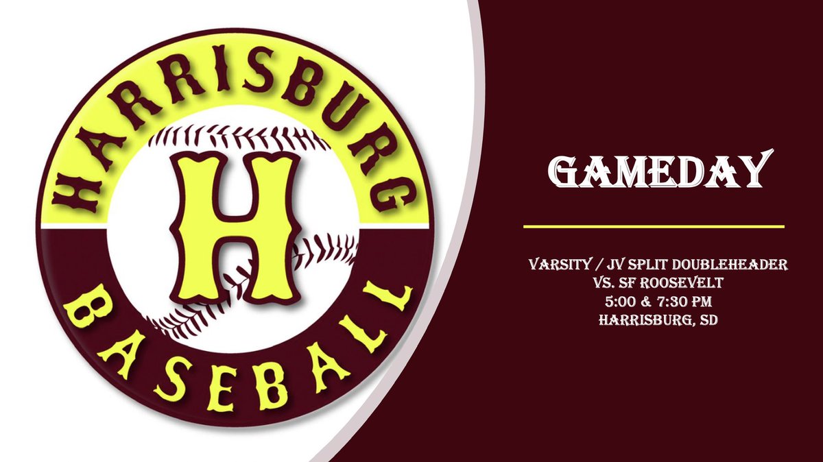 GAMEDAY! 

vs. <a href="/RRBaseball1/">Roosevelt Baseball</a> 
⌚️- 5:00 pm Varsity
⌚️- JV to follow
📍- Legion Park - Harrisburg
📈👀 - gc.com/teammanager/te…