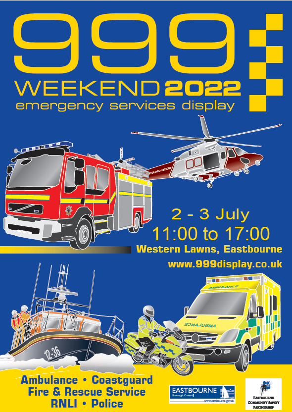 EastSussexFRS's tweet image. It's back! And we're super-excited to be going to #Eastbourne999 in July - see you there! @sussex_police @SECAmbulance @MCA_media @RNLI @EastbourneBC