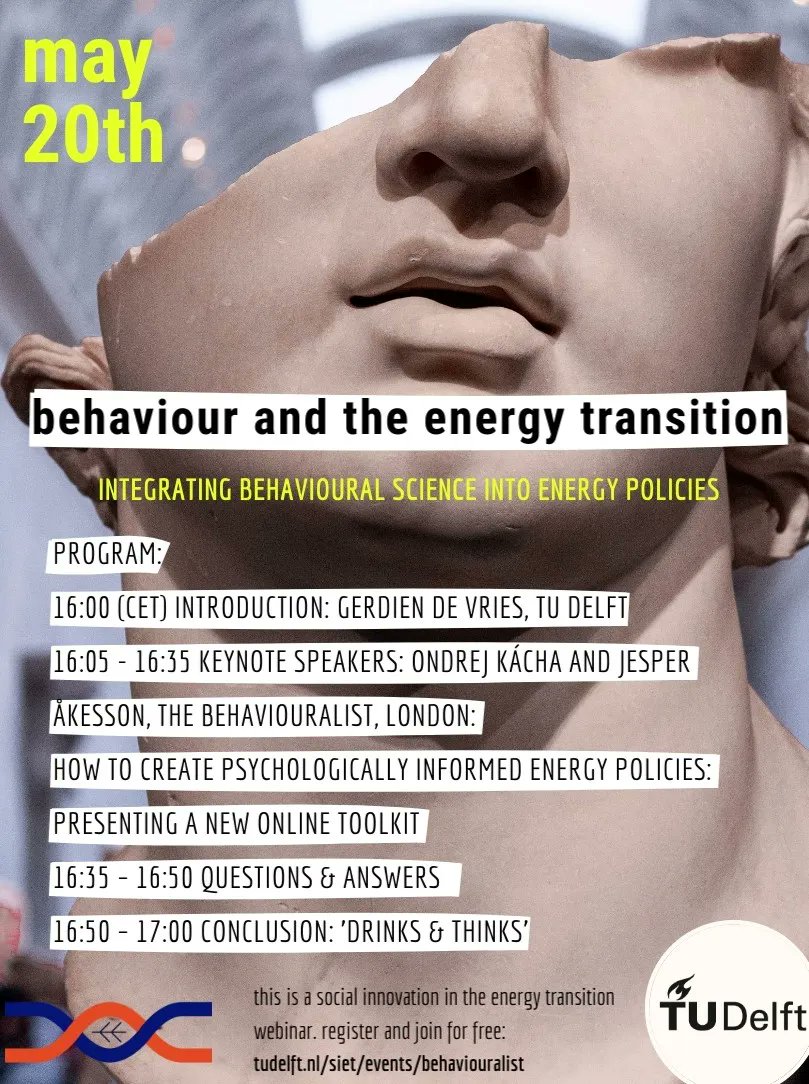 📢 SIET Webinar: Behaviour and the energy transition; Integrating behaviour science into energy policies May 20th from 19-17h Located on Zoom Register: buff.ly/3MhbQRS