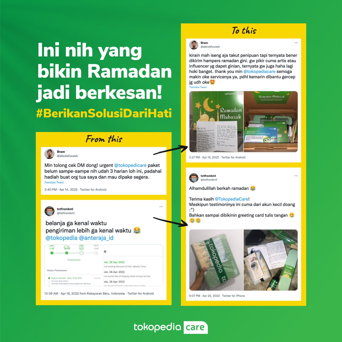 Seneeng banget kalo Mimin bisa #BerikanSolusiDariHati  untuk Toppers kayak gambar ini! 💚💝

Bikin jadi momen berkesan bangett...

Kalo kamu, apa yang bikin Ramadan kali ini berkesan? Coba reply di tweet ini ya!