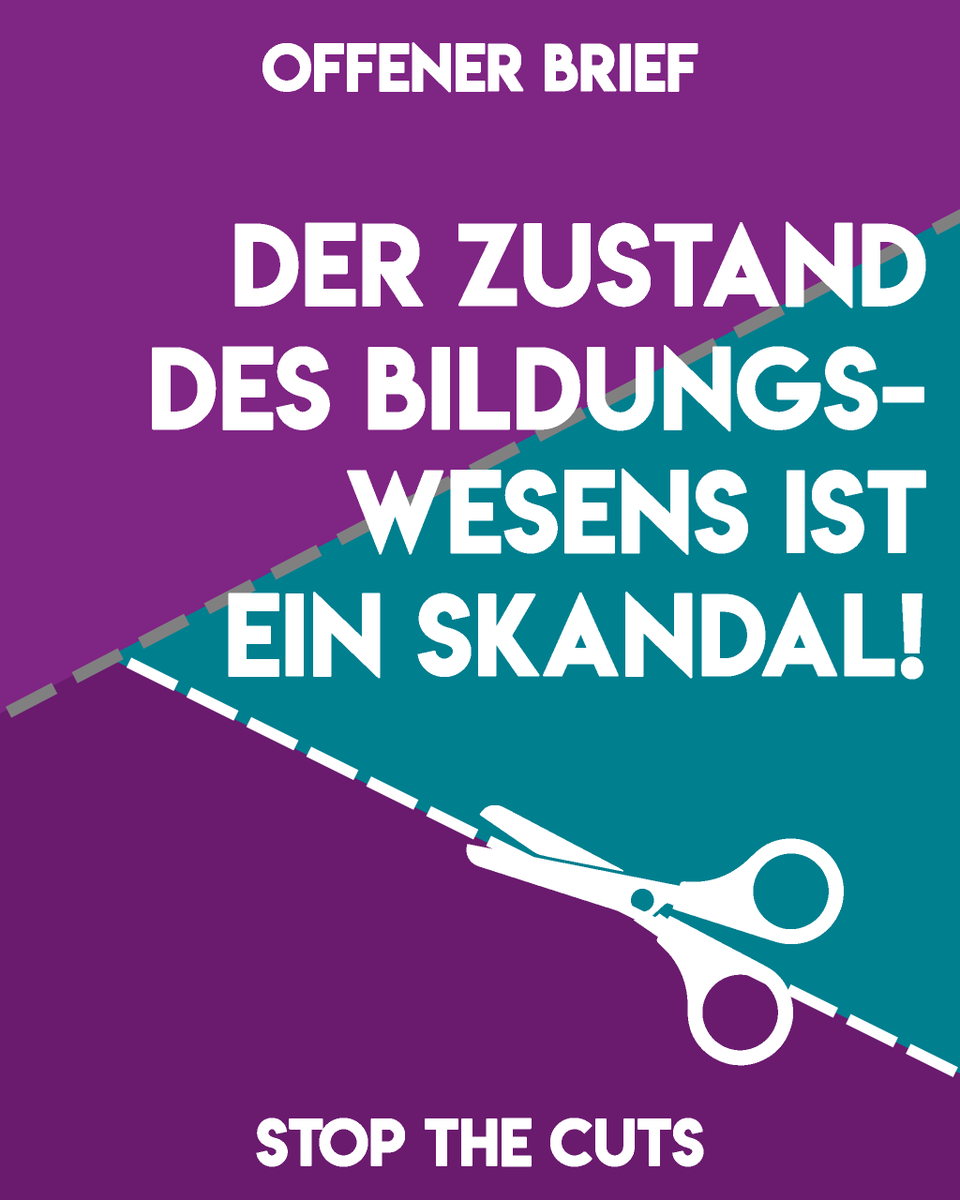 Heute haben wir in einem breiten Bündnis von Jugendverbänden einen offenen Brief an Bildungs- und Finanzpolitiker*innen veröffentlicht.

Sanierungsstau und Personalmangel müssen dringend behoben werden. 
#StopTheCuts #Bildungskrise

stopthecuts.de/offener-brief/