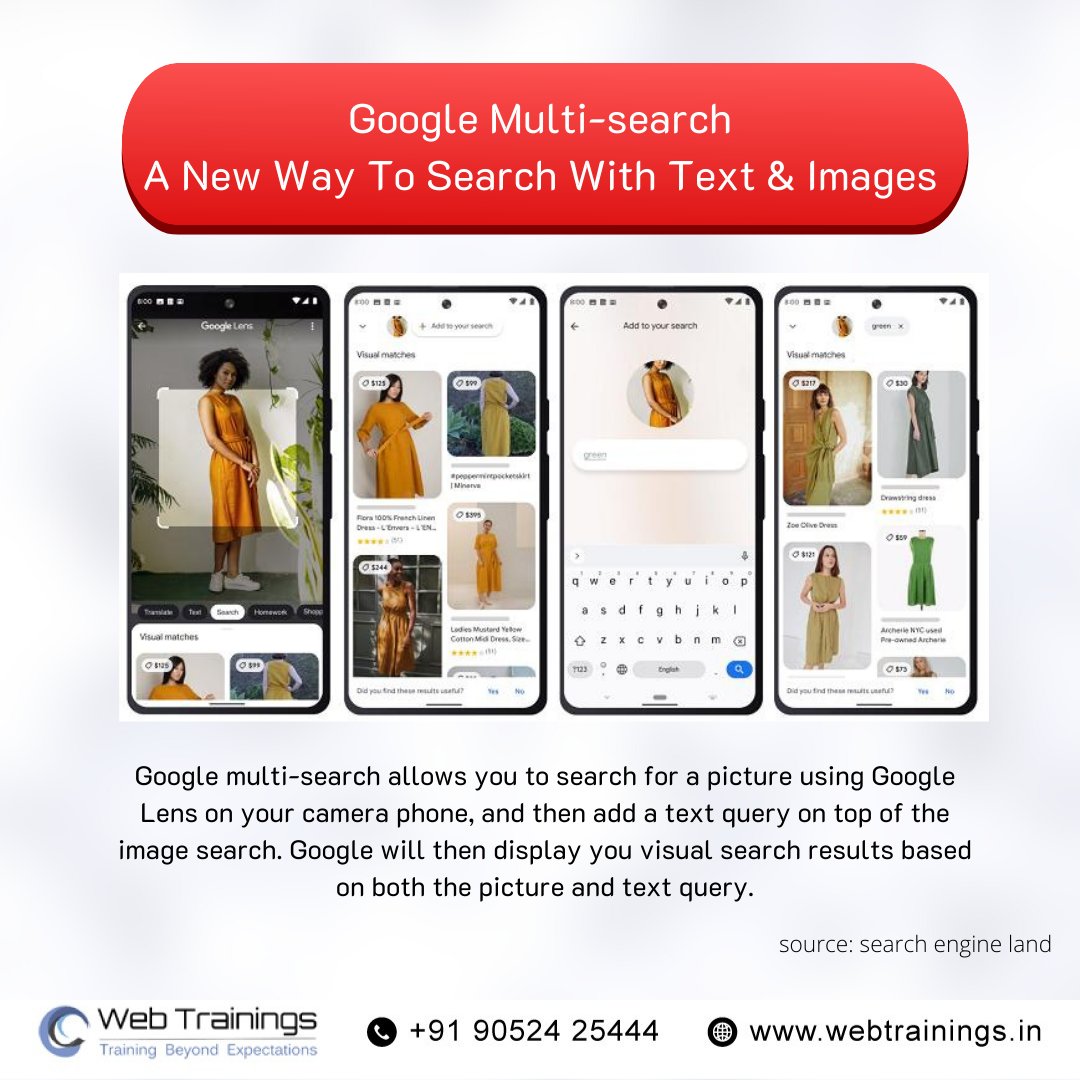 webtrainings's tweet image. Google has launched a new way of searching by the image with Google Lens named &quot;multi-search.&quot;

 #webtrainings #google #multisearch #Update #googleupdates  #text #images