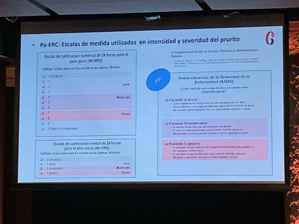 pcruzma's tweet photo. Prurito asociado a ERC. @vicent_esteve nos explica en #UpdateinDialysis #LaPedrera como diagnosticarlo con escalas de medida centradas en el paciente (PREMs y PROMs) ⤵️ https://t.co/D8AjeSrSIi
