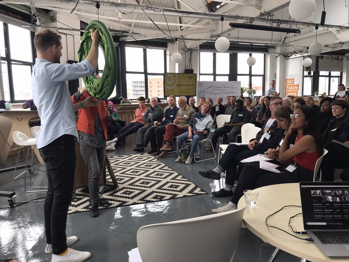 Room full of people today for the launch of the #LeedsDoughnut 👏

Brilliant teamwork from @ClimateActLeeds to run today’s hybrid event. 

Let’s move to a thriving Leeds that respects people and planet 🙏🌍