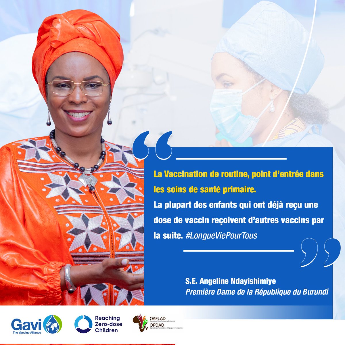 Burundi1stLady's tweet photo. La semaine Africaine de la vaccination.
#longueviepourtous
#EquiteVaccinale
 #enfantszérodose
@GAVI  @OAFLAD https://t.co/JDBl1ZOGml