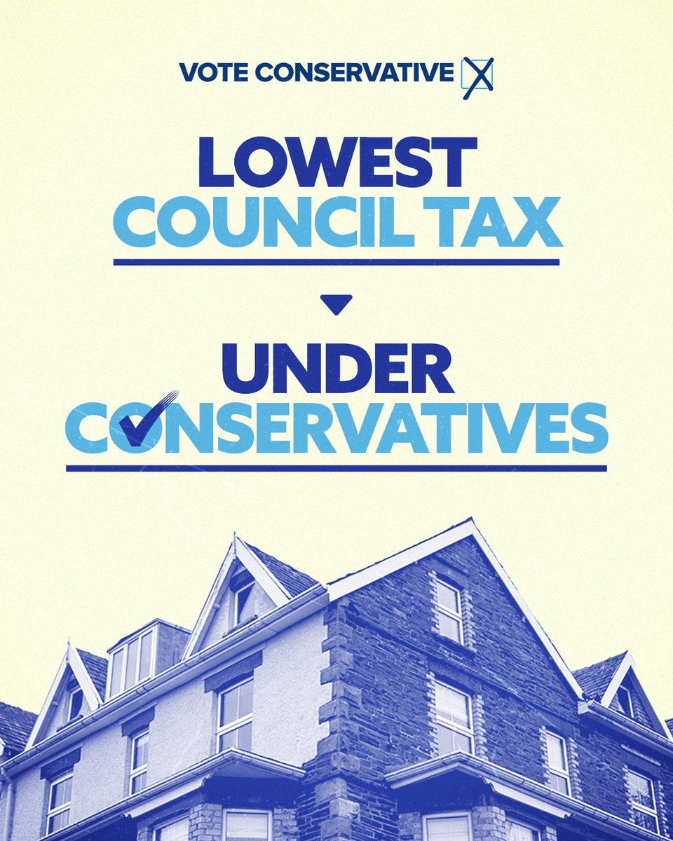 Conservatives's tweet photo. In just 7 days, the choice you face is clear:

✅ Lower council tax and better services with the Conservatives

❌ Labour and the Lib Dems who waste time and money playing political games.

#VoteConservative https://t.co/fapgbl61sl