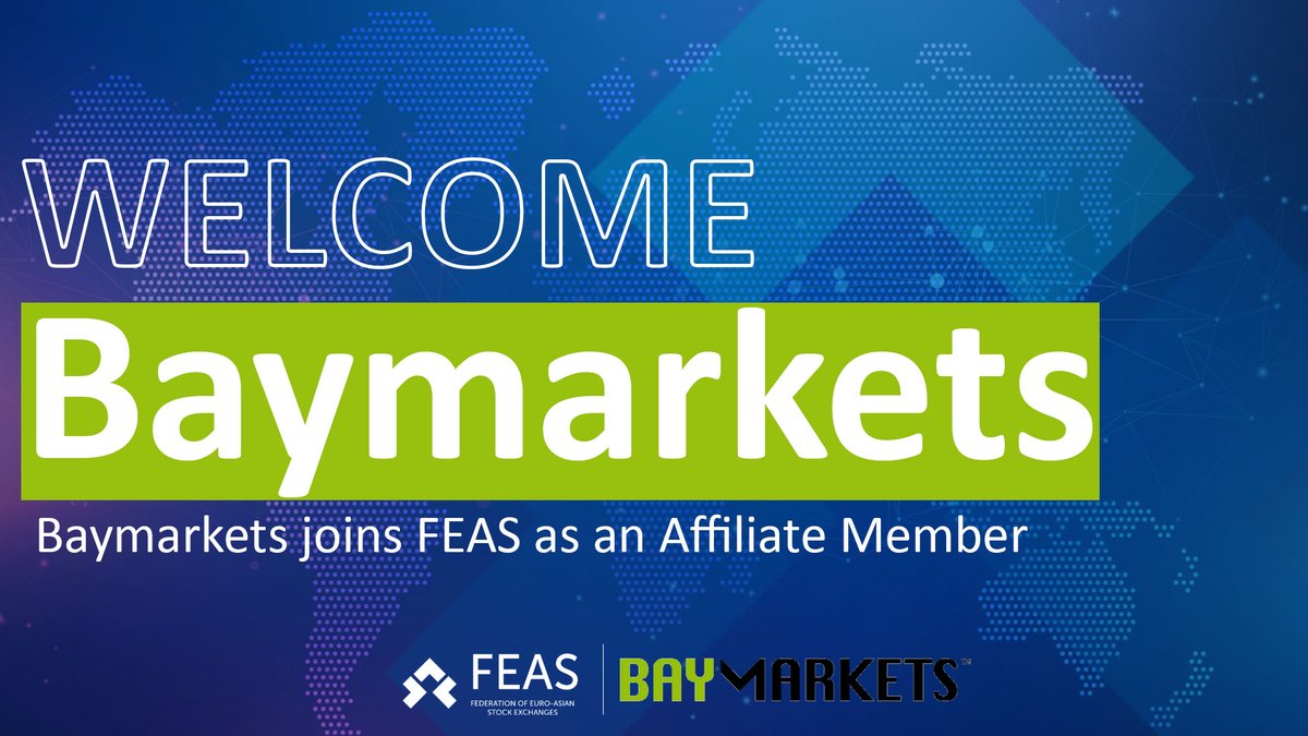 Welcome new FEAS Affiliate Member - Baymarkets!

During the 34th Extraordinary General Assembly of the Federation of Euro-Asian Stock Exchanges, Baymarkets was approved as an affiliate member of the federation.

More: lnkd.in/d9S5Z5eN

#FEAS #FEASMember #NewMember