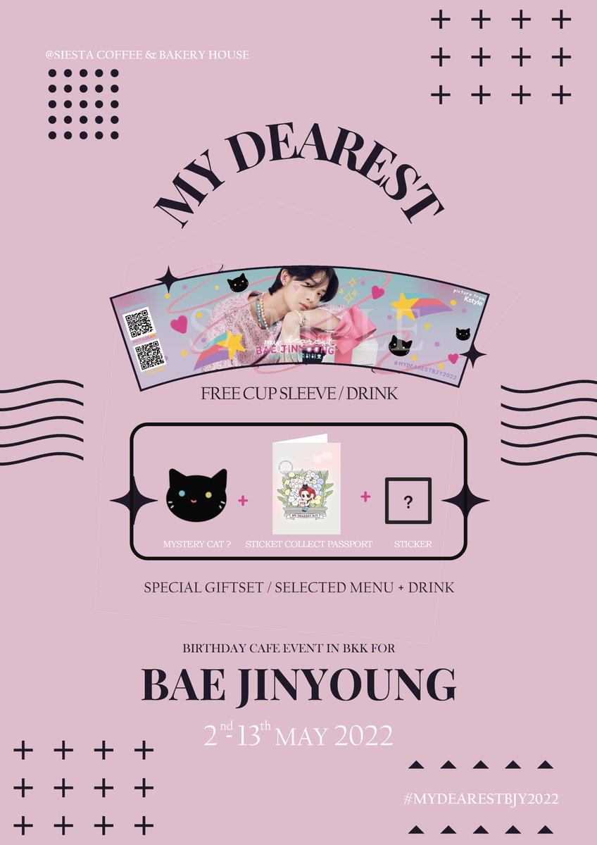 mydearest_BJY's tweet photo. ♥ 𝕄𝕐 𝔻𝔼𝔸ℝ𝔼𝕊𝕋 ♥
BAEJINYOUNG BIRTHDAY CAFE EVENT IN BKK

FREE CUP SLEEVE &amp; GIFT SET
🤍DATE : 2nd-13th MAY 2022
🤍LOCATION : @siesta_bkk

 BTSพญาไท ทางออก3  
📍https://t.co/To8kDfMGaa

#MYDEARESTBJY2022
#BAEJINYOUNG #CIX #씨아이엑스 #배진영 https://t.co/osSfzK6tgT