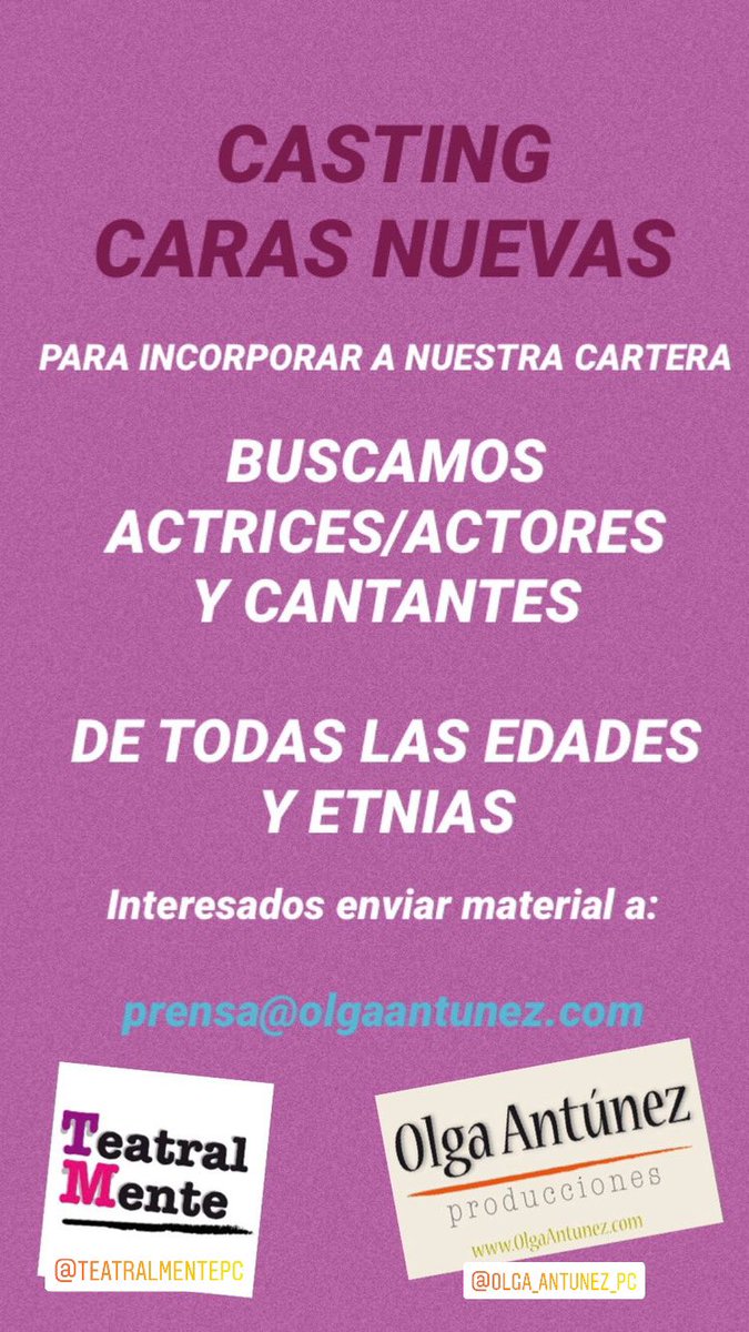 olgarina2002's tweet photo. Ampliamos nuestra cartera!!!
Mándanos tu material a:
prensa@olgaantunez.com
💃💃💃 https://t.co/AzU856BkqI