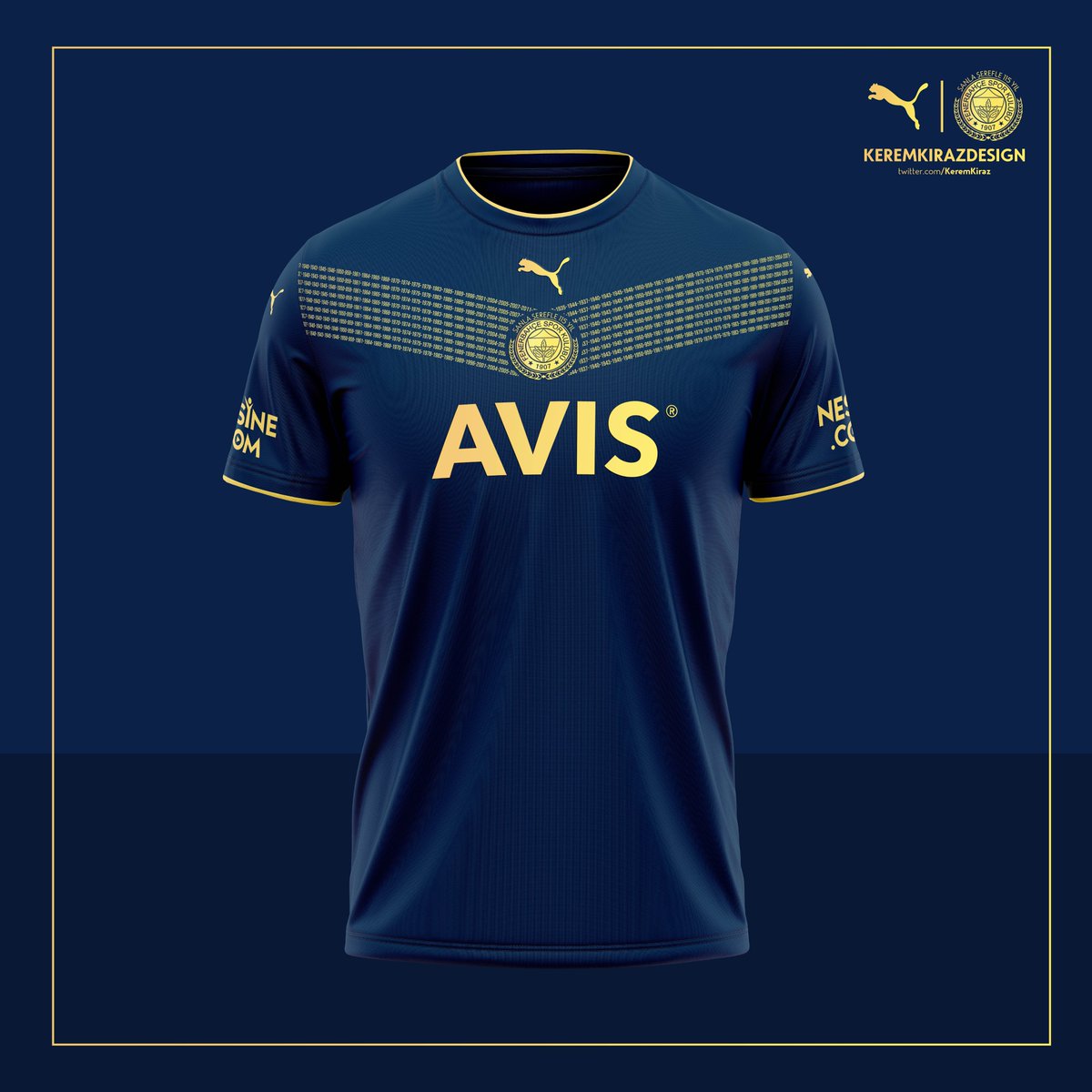 Fenerbahçe X Puma - 115. Yıl Özel Forma.
28 lig şampiyonluğuyla Türkiye Ligi'nin en başarılı kulübü olan Fenerbahçe'mizin zafere ulaştığı tarihleri gururla göğsümüzde taşıyoruz. 1907-2022
#Fenerbahçe