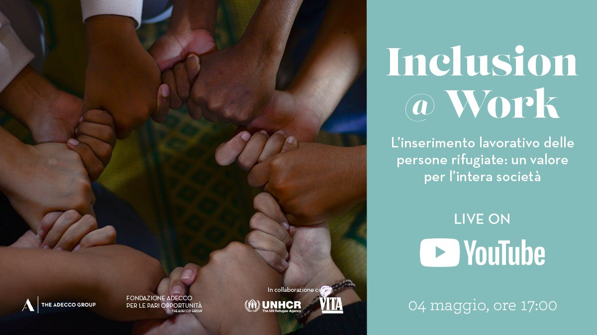 Fare il punto sulla situazione delle persone rifugiate in Italia e confrontarsi sulle iniziative da mettere in campo per agevolarne l'inserimento lavorativo. Questi gli obiettivi di “Inclusion@Work", con <a href="/AdeccoGroupITA/">The Adecco Group ITA</a>, <a href="/UNHCRItalia/">UNHCR Italia</a> e <a href="/VITAnonprofit/">VITA.it</a>: ow.ly/cgeL30siowT
