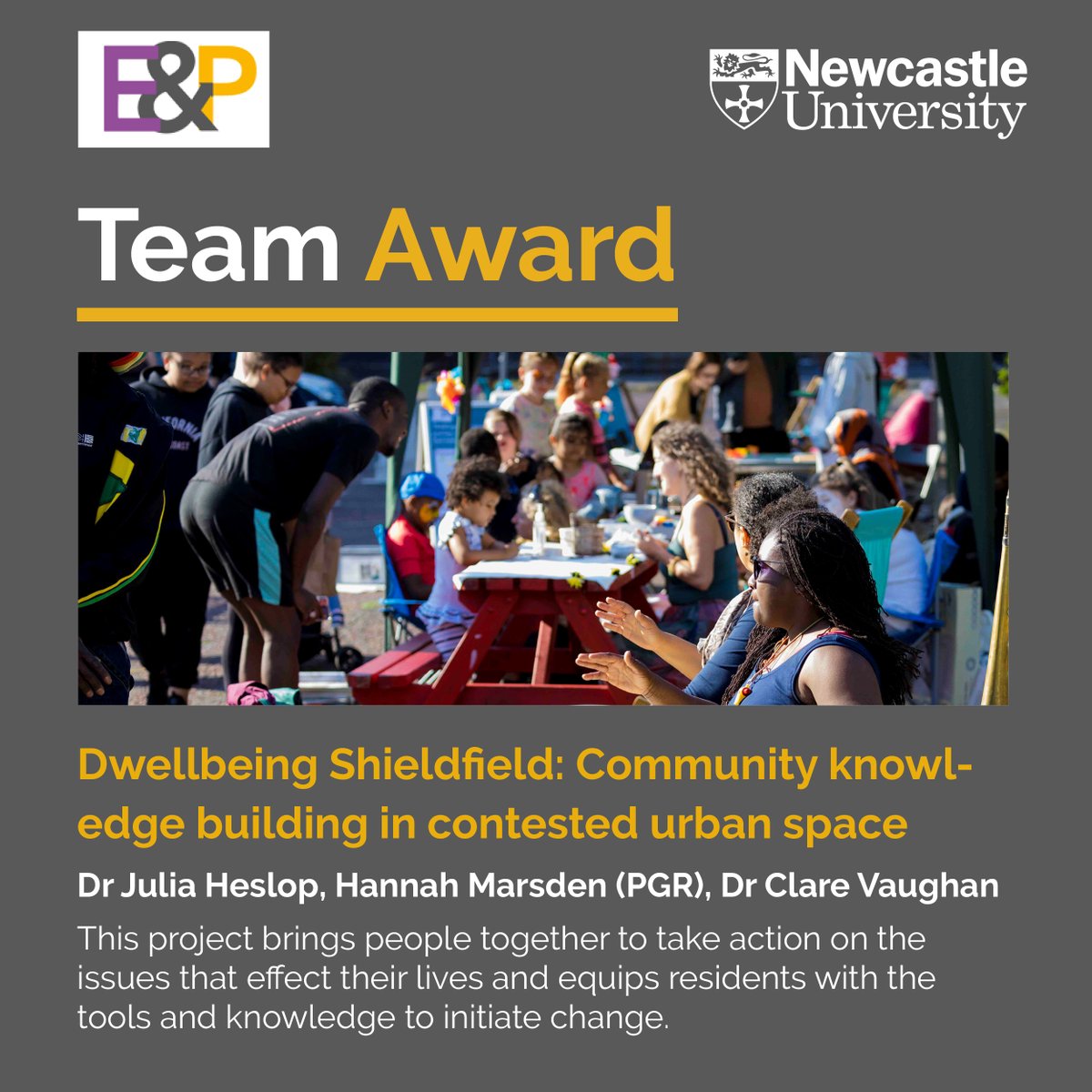 UniofNewcastle's tweet photo. This year’s Engagement and Place Team Award nominees are @DwellbeingS, @MitoResearch Patients, policy and the pandemic clinical team and @NIHRresearch partnership, Reaching Out. Who will take home the award? Find out on 20th May 🏆👉 https://t.co/Oz2aMtAcED #WeAreNCL https://t.co/CEcxDn4idN