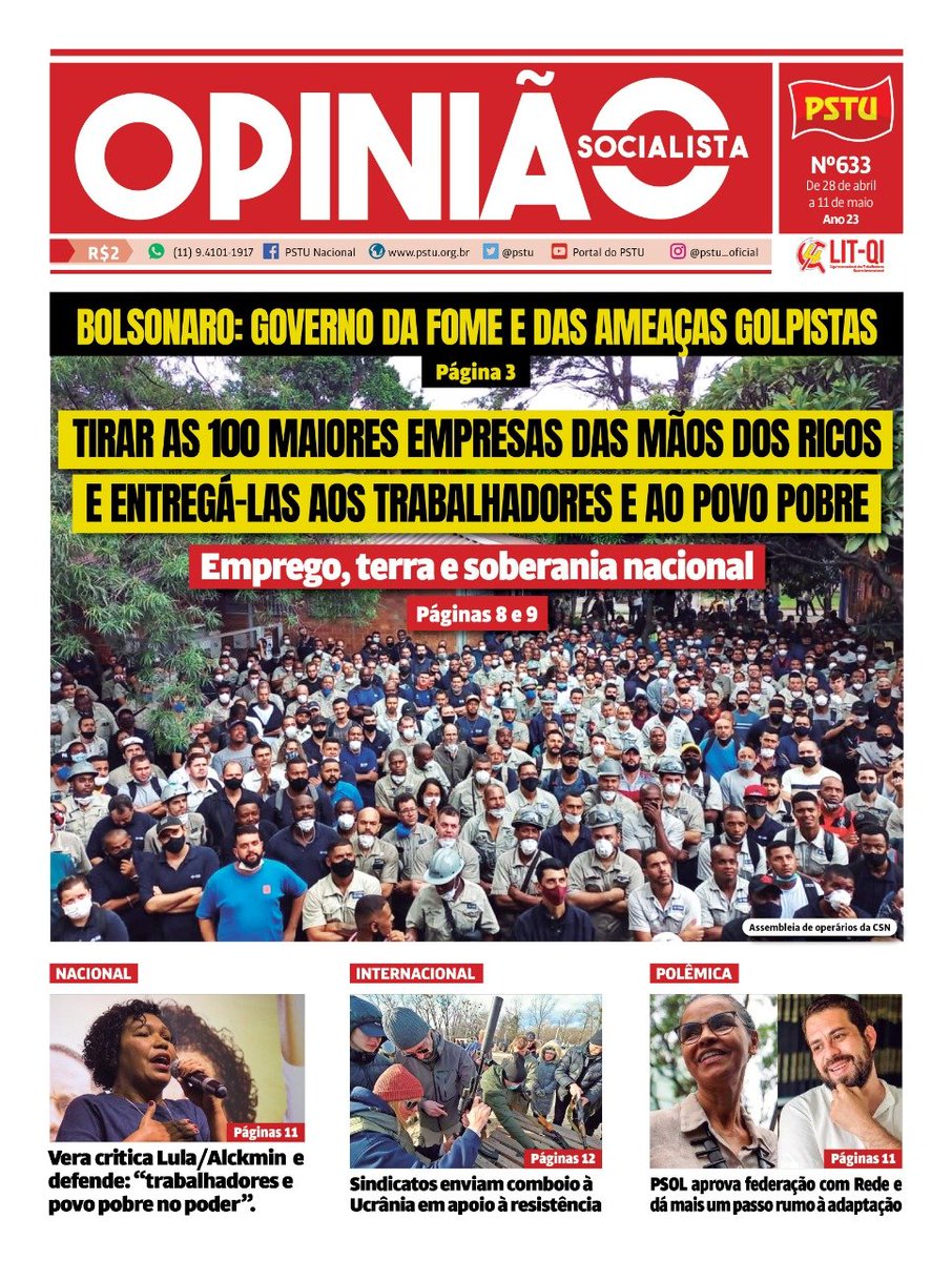 verapstu's tweet photo. 📰Já está ar a nova edição do Opinião Socialista!!!

✊Greves e lutas, análise sobre esse governo e um programa socialista.  Muitos debates interessantes para a nossa pré-campanha.

Não deixe de ler! Pode ser pelo site, pelo pdf ou o jornal físico!

Leia: https://t.co/qdojpXK4RN https://t.co/NsgCos5VUk