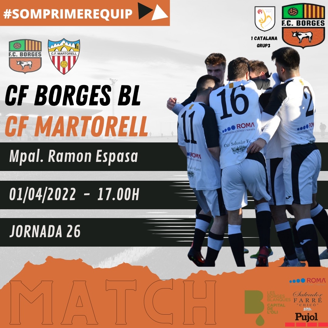 FC_BorgesBl's tweet photo. #PrimerEquip 

Aquest diumenge tens una cita al municipal ‼️

Ens visita el @cfmartorell en una final més en la lluita per una permanència caríssima on els de les Garrigues i els del Baix Llobregat hi estan implicats. 

💥 ACOMPANYEM A LEQUIP EN AQUEST TRAMP FINAL DE TEMPORADA! https://t.co/Lxf78SjCNt