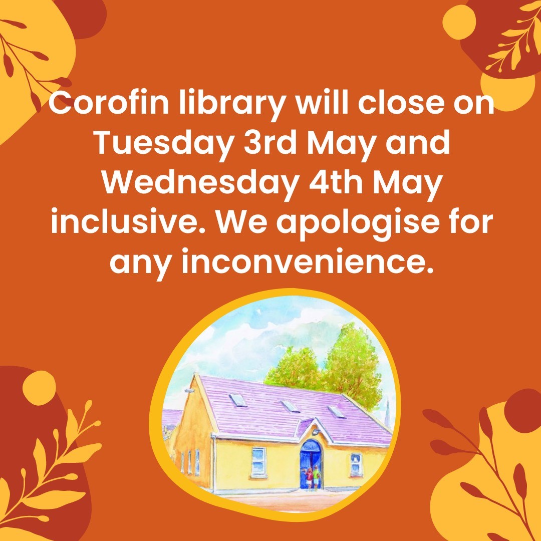 clarelibrary's tweet photo. Corofin library will close on Tuesday 3rd May and Wednesday 4th May inclusive. We apologise for any inconvenience.
For queries contact De Valera Library on (065) 6846353 or (065) 6891317 or email devalera@clarelibrary.ie
#openinghours #closure #LibrariesIreland #corofinlibrary https://t.co/zVpkvsnmFq
