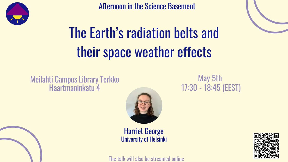 ScienceBasement's tweet photo. Save the date for the first Afternoon Talk of May! π
β β β
Harriet Geroge from the University of Helsinki will talk about Earth's radiation belts. π
More info: https://t.co/Ndu7RlhQ2u!
Stream: https://t.co/YGYXTu2KNV
β β β β β β β
#scicomm #thesciencebasement #tsb #phdlife https://t.co/7ZH6Ltcb9l