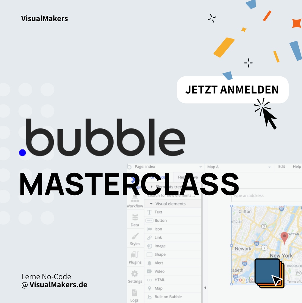 visualmakers_de's tweet photo. Heute ist die Warteliste für die Bubble Masterclass geöffnet! 

#nocode #lowcode #digitaltransformation #software #technology #automation #workflow #coding #figma #nocodenoproblem #nocodeapps #web #webdevelopment #bubble #bubbleio #masterclass #techeducation #tech #visualmakers https://t.co/drOAs5fXV1