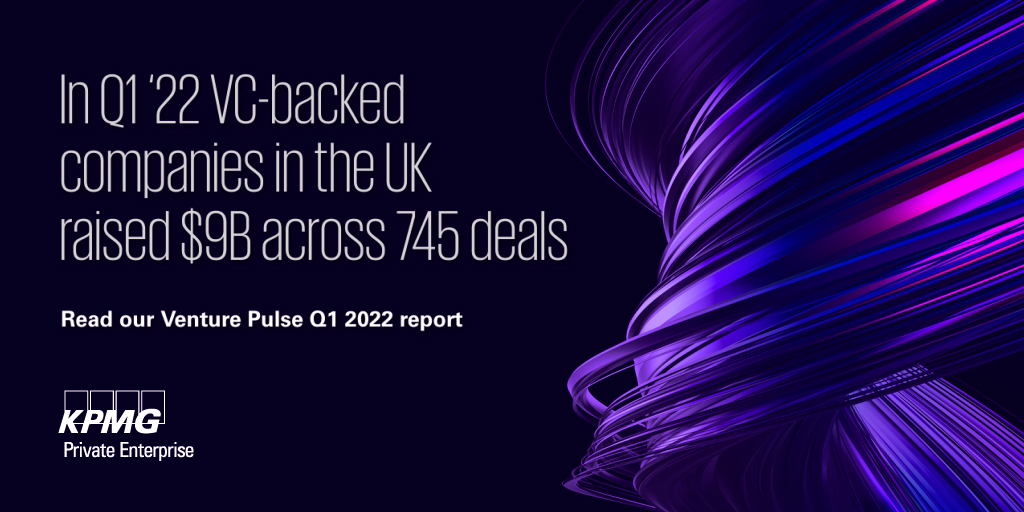 kpmguk's tweet photo. VC investment in UK scaleups is still strong although the start to 2022 has been uncertain. We have seen UK innovators continue to receive investment which reached $9bn in the first quarter. Read more in the latest #VenturePulse Q1 '22 report: https://t.co/JpbUAM4bvA https://t.co/LnqgNRmodN