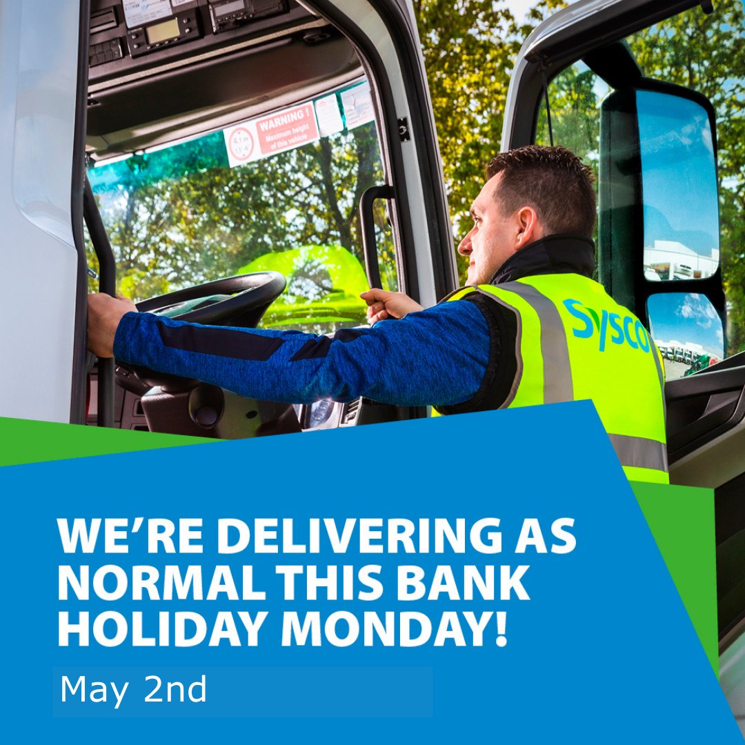 📅 With the May #BankHoliday just around the corner, we're sure you're gearing up for quite a busy time with orders/reservations pouring in from everywhere! 🚚 And that's why it's business as usual at Sysco. ➡️ Place your order now on hubs.ly/Q018YB6B0.