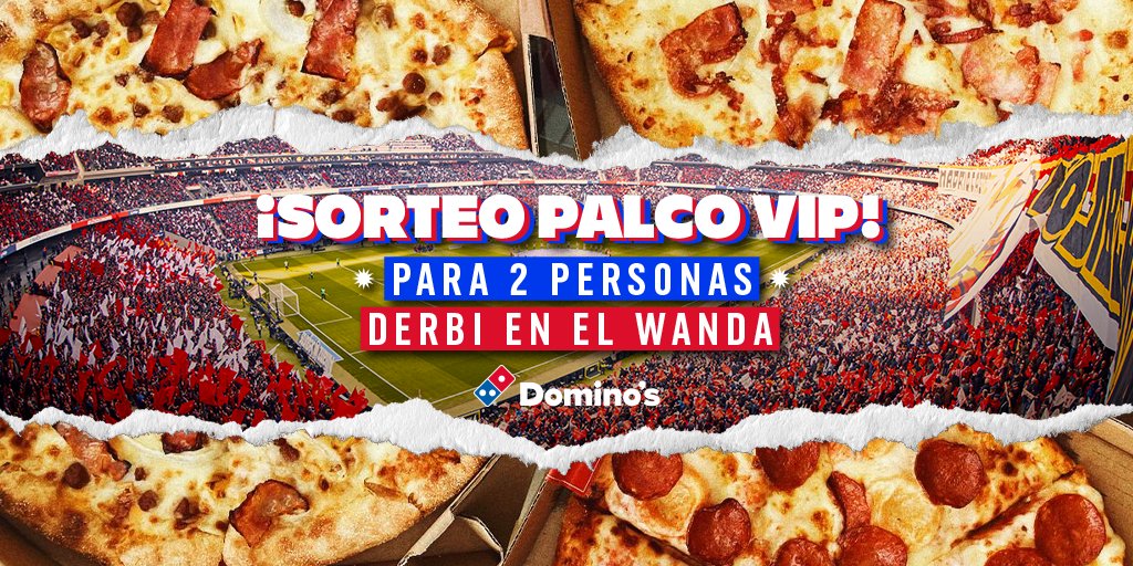 DominosPizza_ES's tweet photo. ⚽ SORTEAZO WANDA ⚽
¡Vive la experiencia con la mejor compañía en el palco VIP! 2 entradas pueden ser tuyas para el ATM-RMCF el 8 de mayo, ¿te lo vas a perder?😉 Pasos:
1 Sigue a @dominospizza_es
2 Comenta #SorteazoDominosWandaVIP y menciona a tu acompañante 🤩
Ganadores el 5/5 https://t.co/XLe7HdXS6k