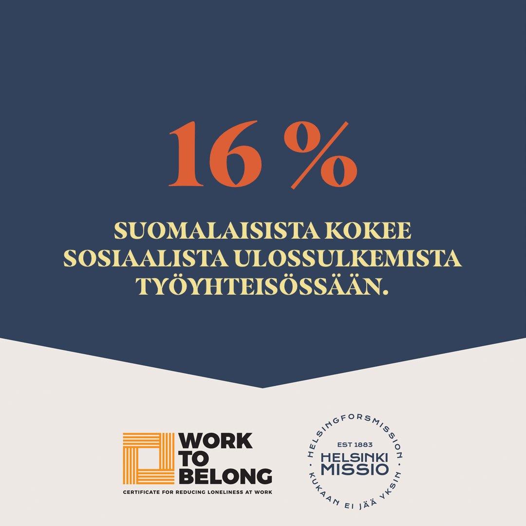 HelsinkiMissio's tweet photo. Tiesitkö, että ostrakismi tarkoittaa sosiaalista ulossulkemista, mikä voi olla joko tahallista tai tahatonta? 16 % suomalaisista kokee sosiaalista ulossulkemista #työyhteisö'ssään.

⭐️ Lue Työelämän yksinäisyys 2022 -barometri: https://t.co/1Lxt8hKKgH

 #yksinäisyys #worktobelong https://t.co/D8szTTwZcK