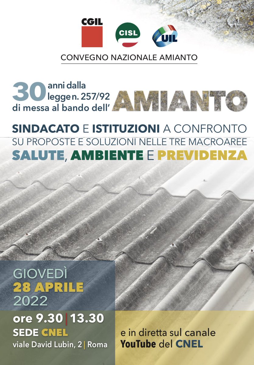CislNazionale's tweet photo. “I ritardi sulle bonifiche dall’#amianto sono la fotografia di un Paese che ha storicamente sottovalutato le ragioni del lavoro sicuro in favore di un modello che ha anteposto il profitto alla vita umana”: #LuigiSbarra interviene al convegno in corso al @cnel_it https://t.co/UQwS6pzABH