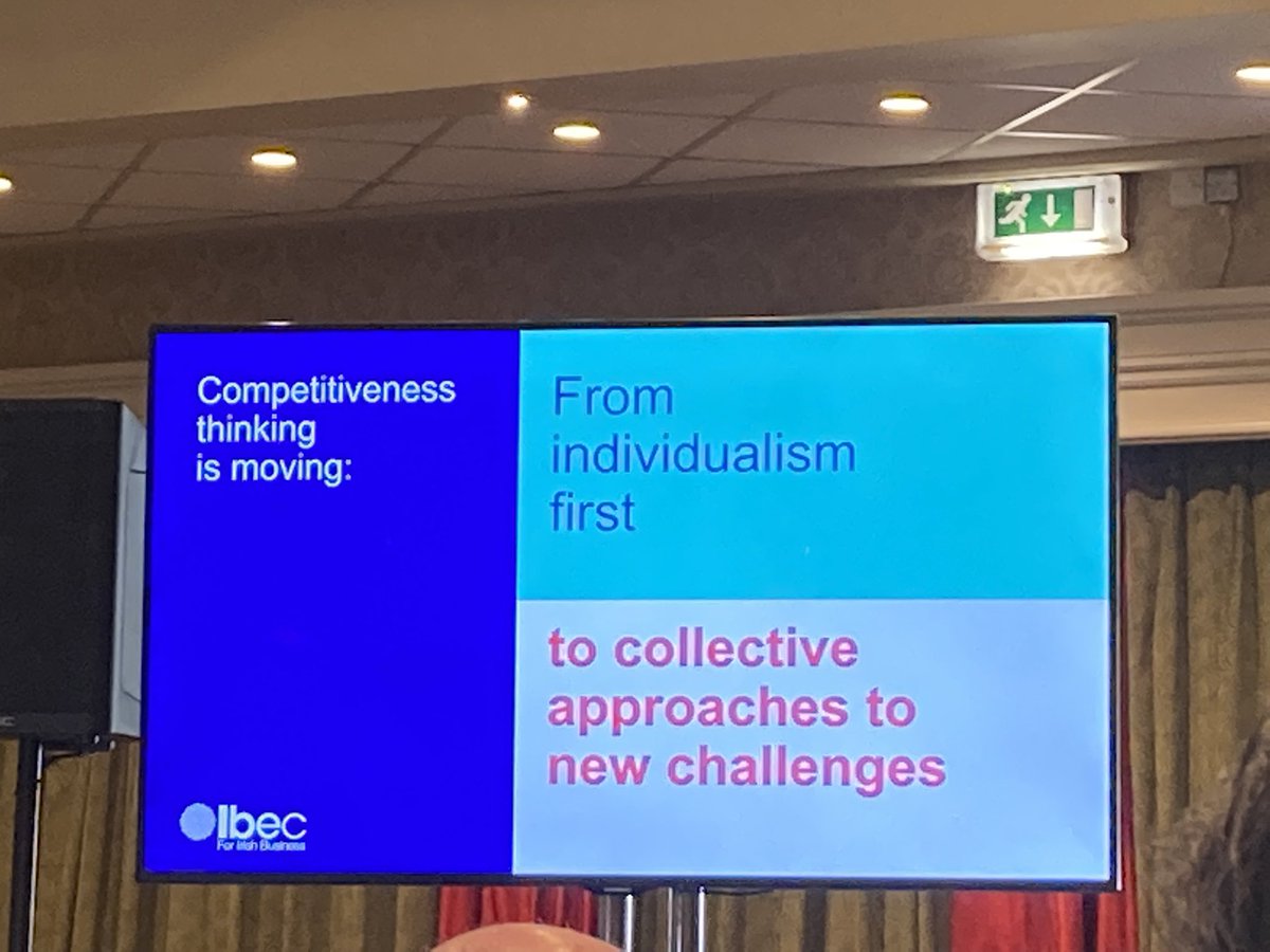 CaitMordan's tweet photo. Simple but effective slide from @OBrienFergal from @ibec_irl at the #APC22 conf. Not only does this slide align with @atimcluster brand colours, it also aligns with the goal of working collectively to tackle digital and green transition challenges to remain competitive https://t.co/286kndSPZA
