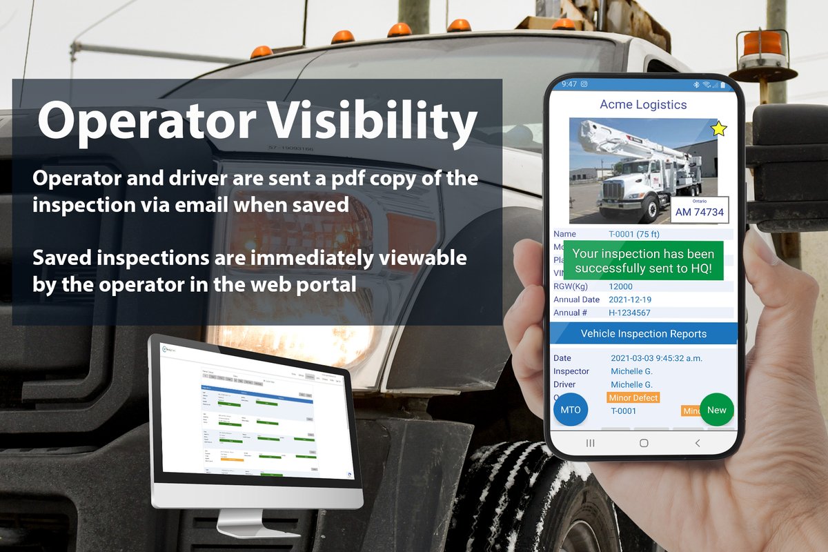 ReadyChek's tweet image. Hey #CMV #Operators, if you what #visibility into your fleet our #mobileapp and web portal lets you see #PreTrip inspections and #HoursOfService as soon as they are saved.

Details at ReadyChek.com 

#Digital #DVIR #DutyStatus #CVOR #Ontario #Canada #MadeInCanada