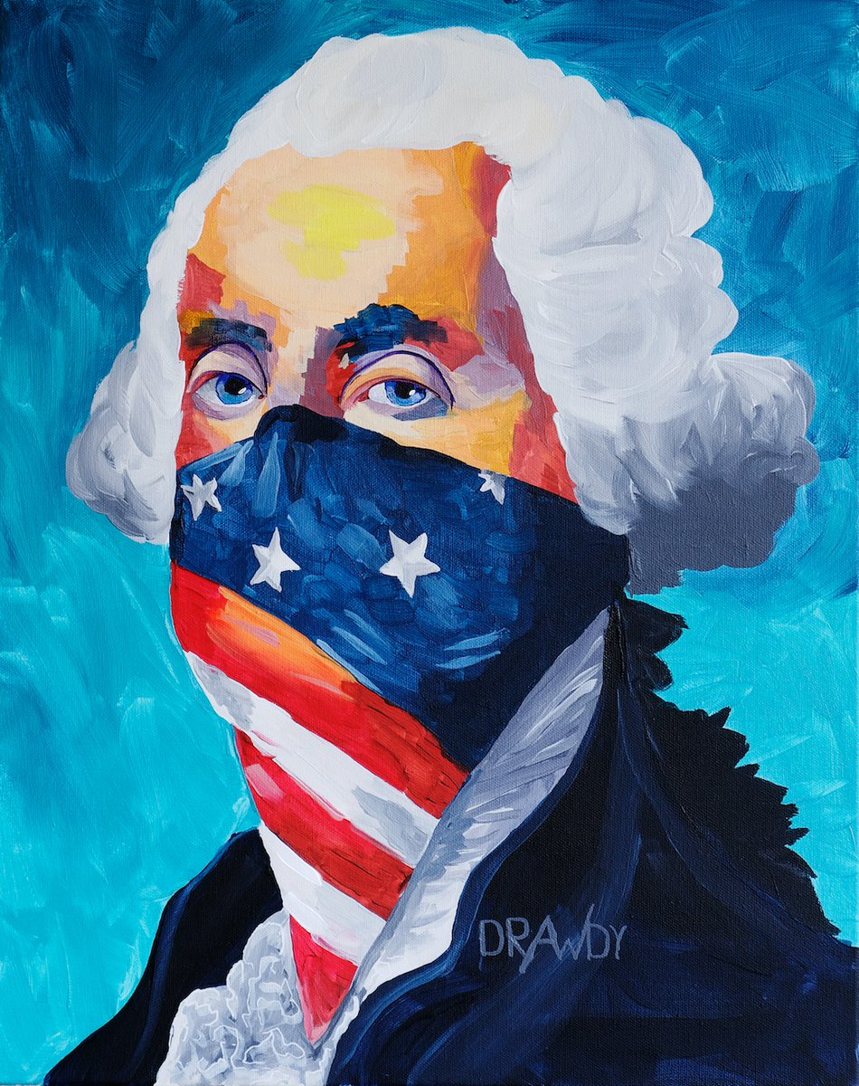 StudioDrawdy's tweet photo. On the gallery walls! "The Patriot" - President George Washington. #acrylicpainting #NFTartist #figurativeabstractrealism https://t.co/EAsCbtd2gG