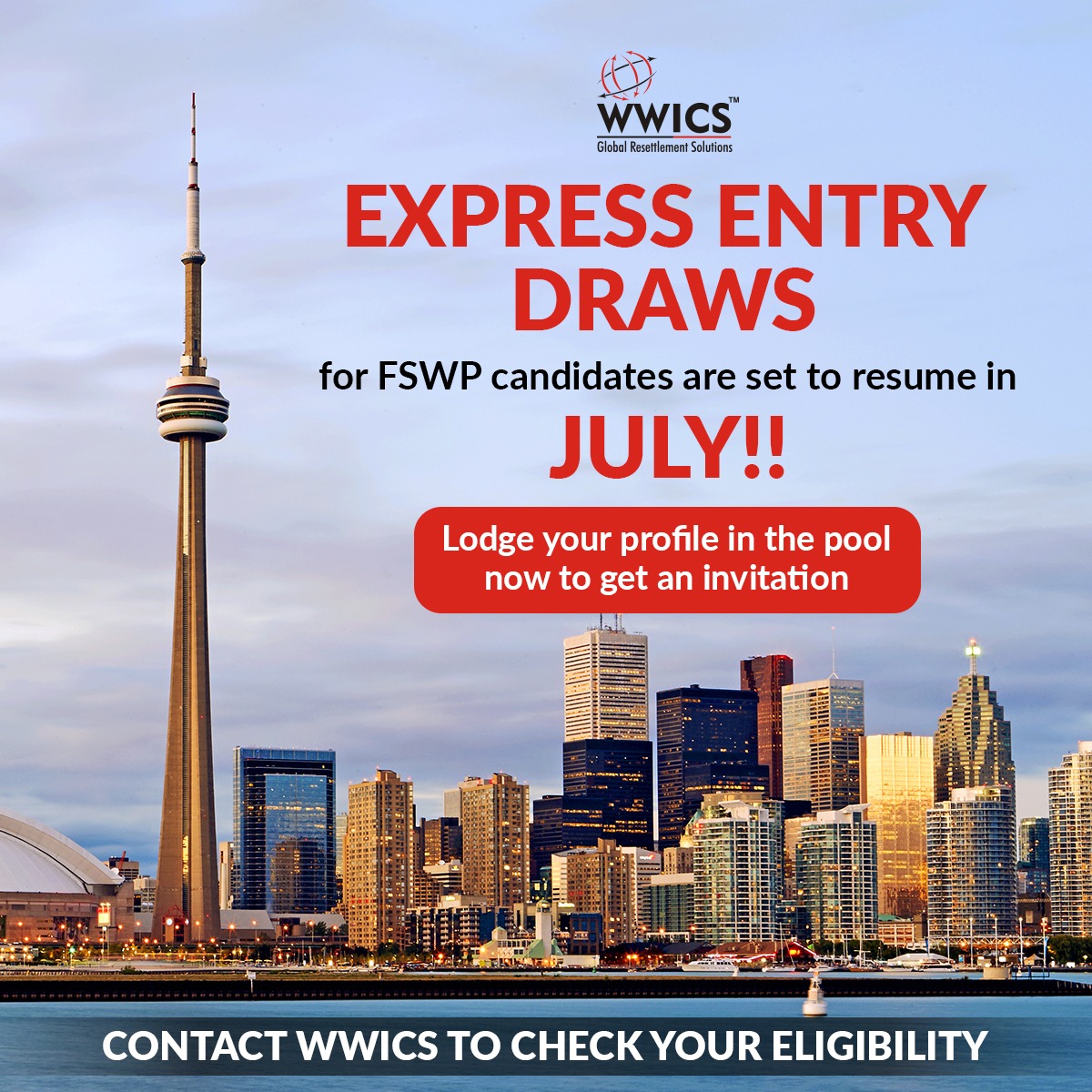 wwics's tweet photo. Canada Express Entry draws for FSWP candidates are resuming soon! 

This is the best time to apply and get a Canadian permanent residency. 

To check your eligibility, contact or visit your nearest WWICS branch today. https://t.co/wtNuLcTroA