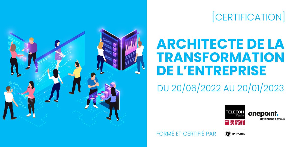 TP_ExEd's tweet photo. @telecomparis  et @onepoint s’associent pour répondre aux enjeux des évolutions technologiques et sociétales du numérique en créant un programme de #FormationProfessionnelle et de certification des #architectes de la #transformation de l’entreprise.
👉https://t.co/fhQ89eJKmD https://t.co/IlGOm3wQBj