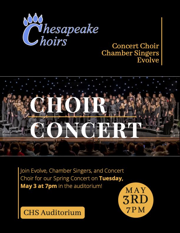 It’s concert week!!! Catch Evolve, Chamber, and Concert Choir this Tuesday at 7pm in the auditorium. See you there!