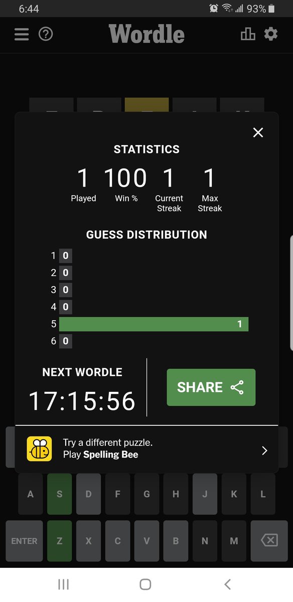 I've made a grave mistake... I accidentally wiped my Wordle stats! 😭 Prior to this, I was 85-1 (that L still kills me)... bright side, clean slate! Happy Thursday!