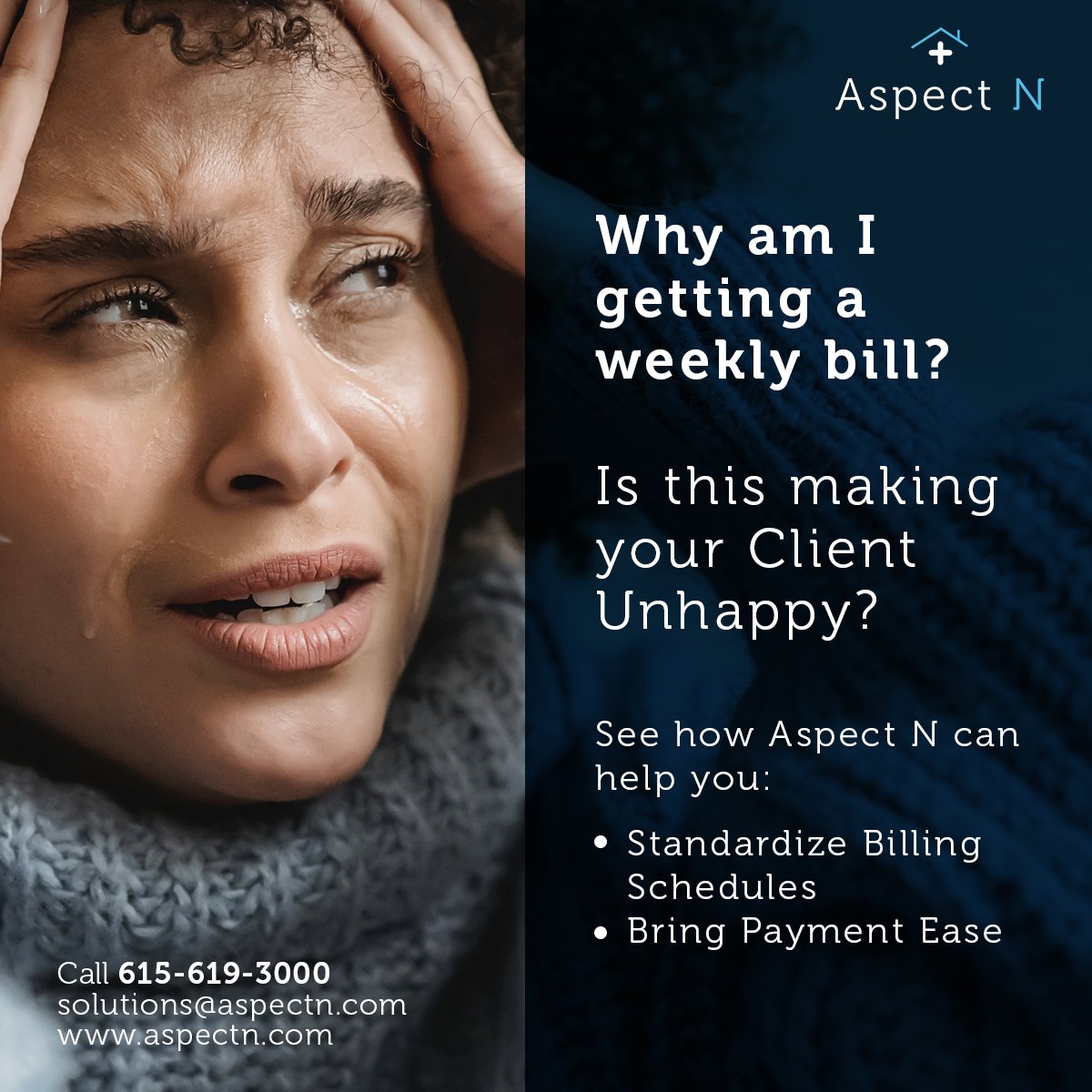 Aspect N’s #software solution provides quick and accurate invoice generation thus improving patient satisfaction

(615) 619-3000
aspectn.com
solutions@AspectN.com

#AspectN #bundlen #medicalbilling #doctor #nurse #hospice #healthcare #billingsolution #bundledpayment
