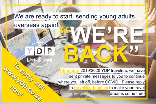 See the world while working abroad. Choose from internships, au pairing and summer camps. We're recruiting adventurers everyday.
ydp.co.za