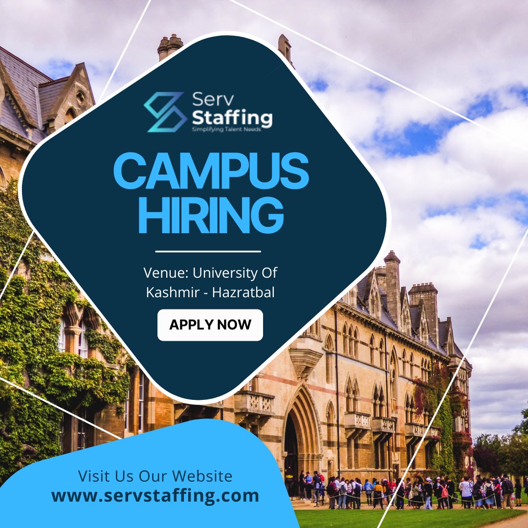 ServStaffInc's tweet photo. We are visiting Kashmir University (Main campus Hazratbal sgr) for a campus placement Drive. Those who are interested can get themselves registered followed by the link > https://t.co/YcA7RyMnVb

#ServStaffing #hiring #Kashmir #srinagar https://t.co/iDkTdDGPmz